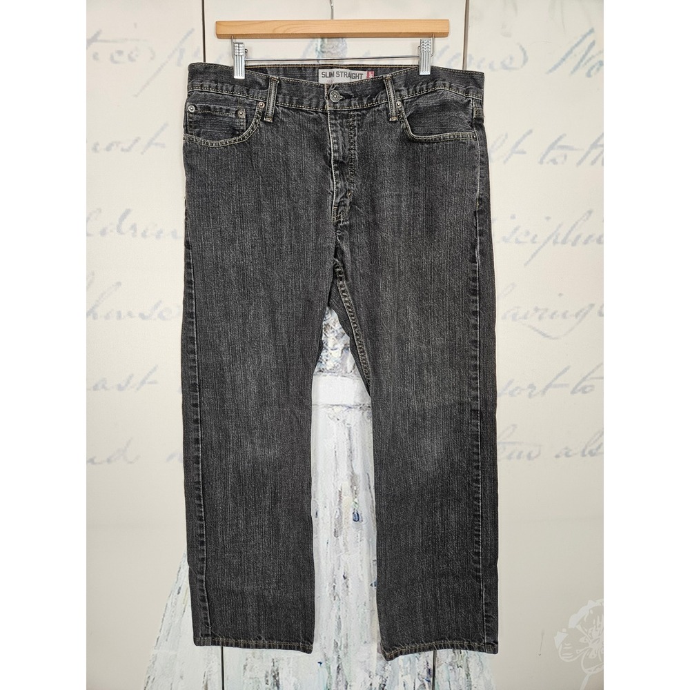Levis 514 Slim Straight Mens Faded Black Jeans Cotton Denim 36x30